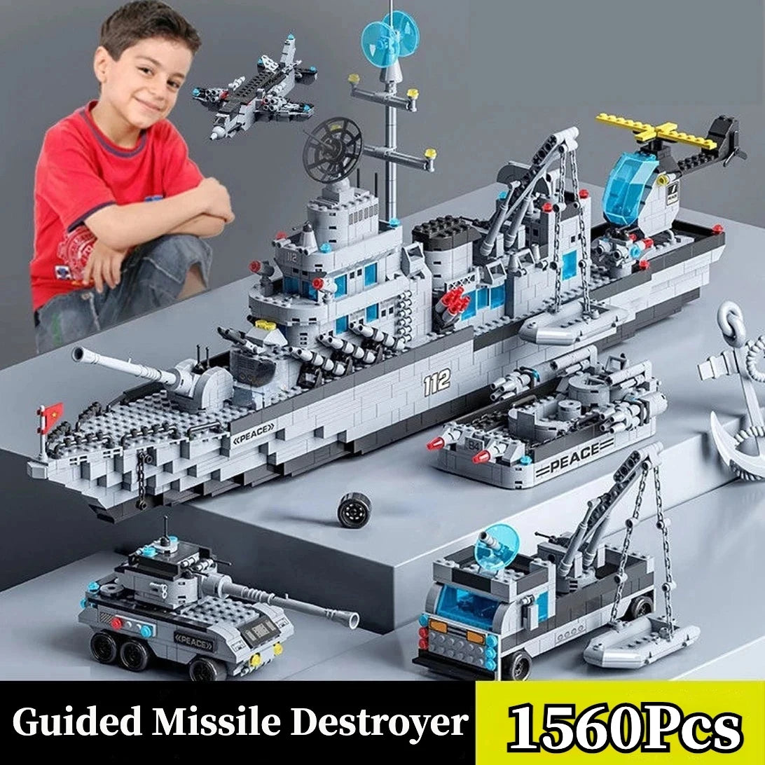 1560pcs 6 IN 1 Military Navy Ship