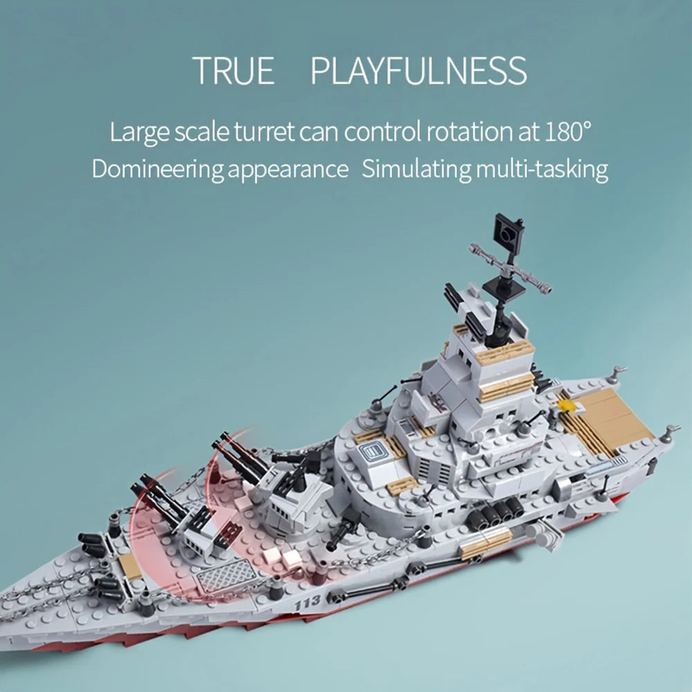 ToylinX 1068pcs Building Block Warship Battleship Building Kit