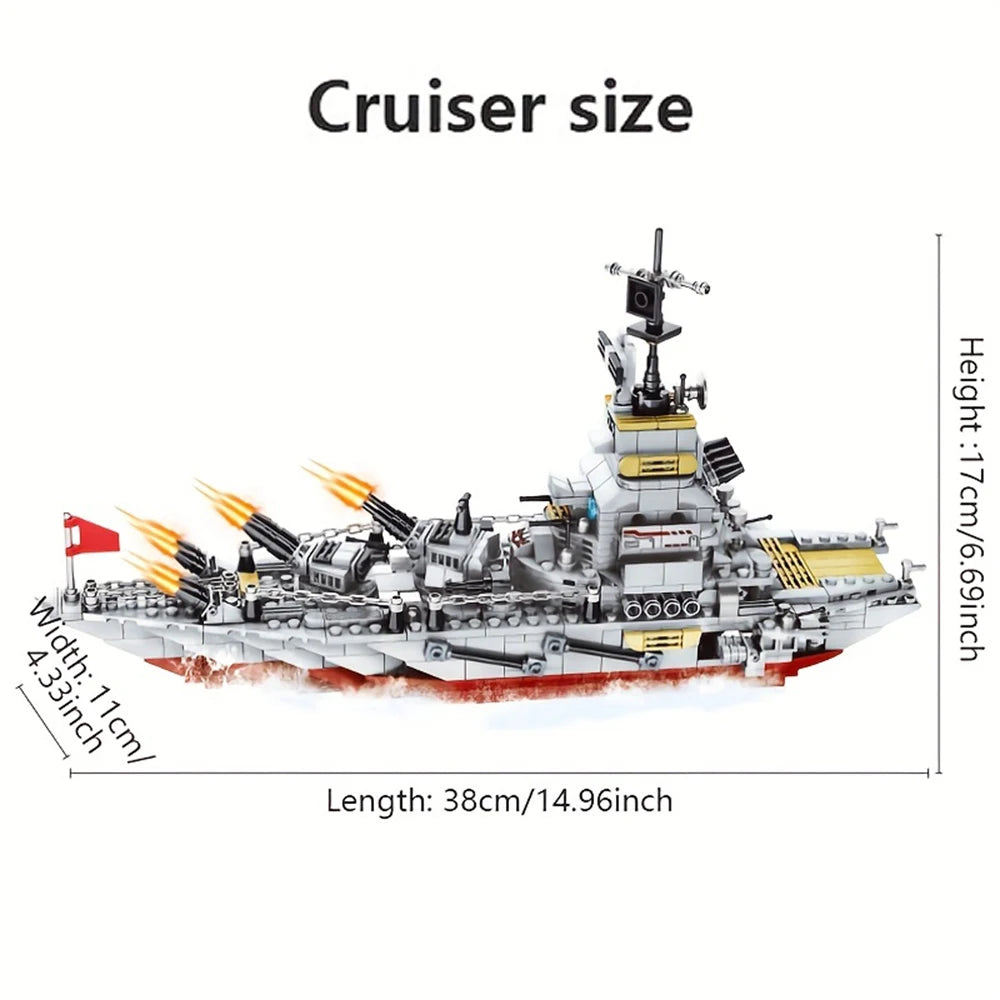 ToylinX 1068pcs Building Block Warship Battleship Building Kit