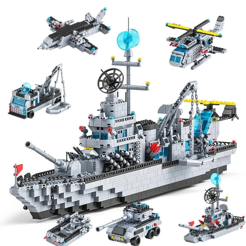 1560pcs 6 IN 1 Military Navy Ship