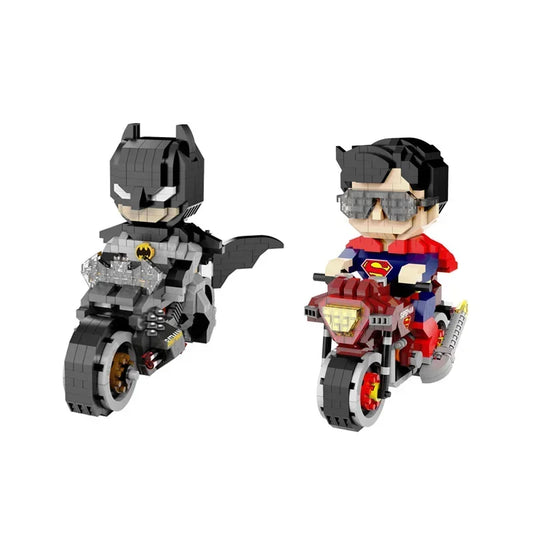 Superhero Micro Building Blocks Figures With Motorbike