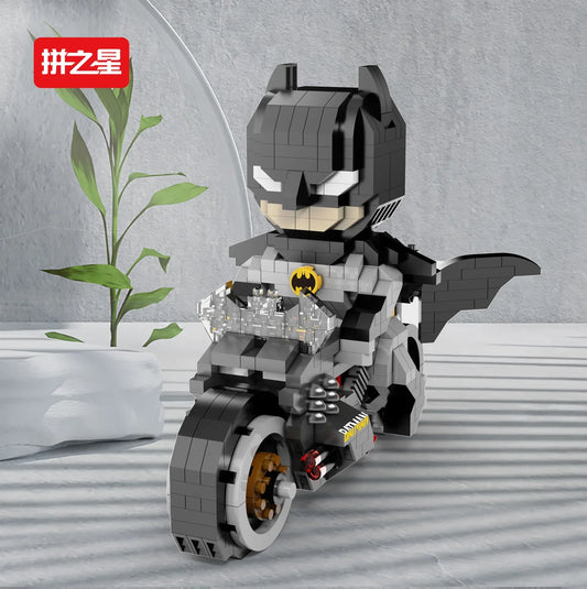 Superhero Micro Building Blocks Figures With Motorbike