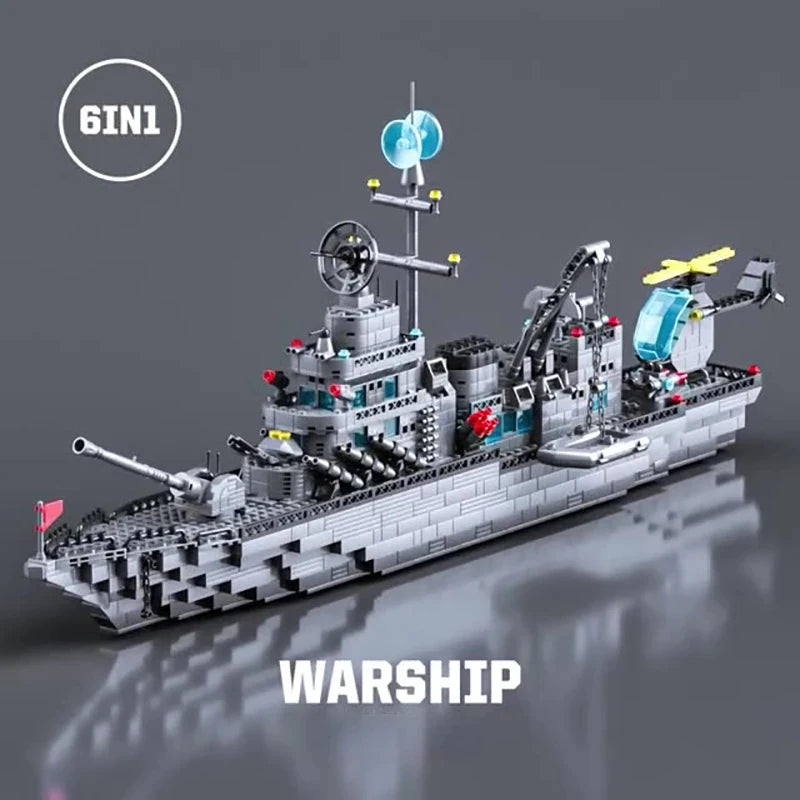 1560pcs 6 IN 1 Military Navy Ship