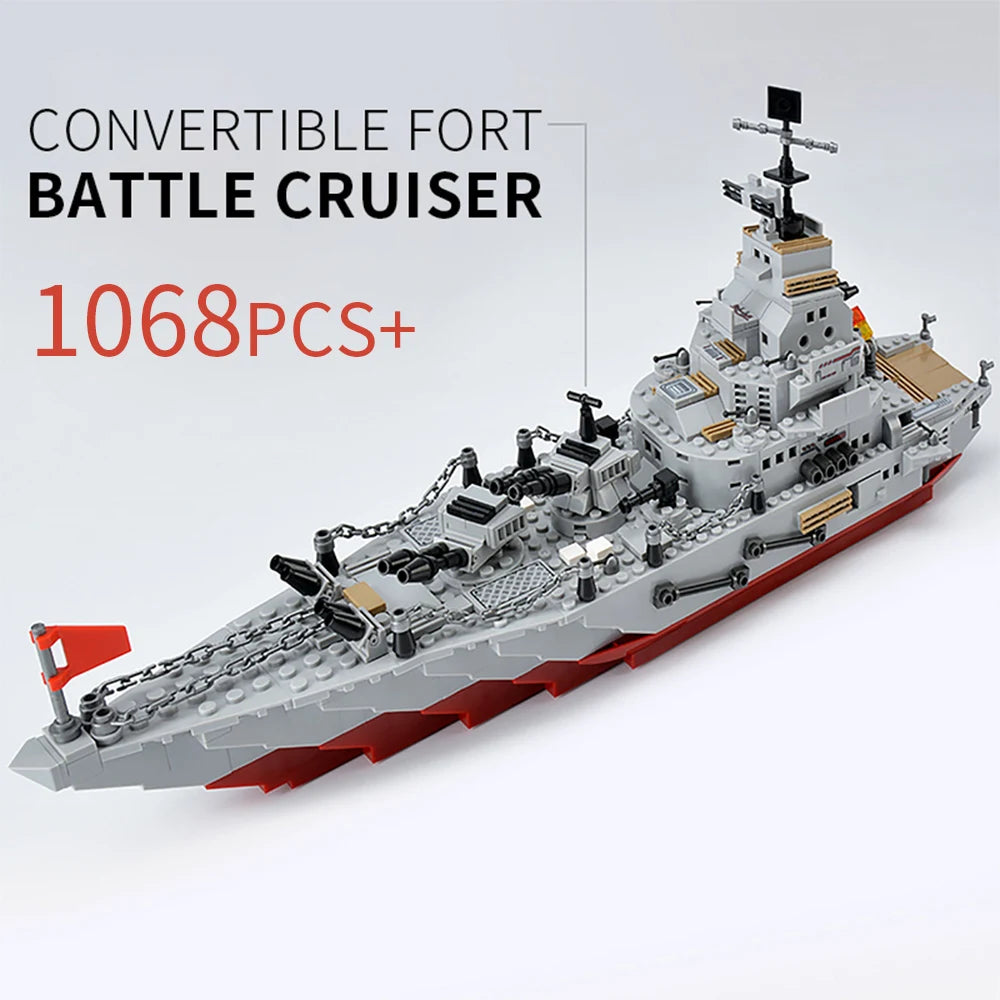 ToylinX 1068pcs Building Block Warship Battleship Building Kit